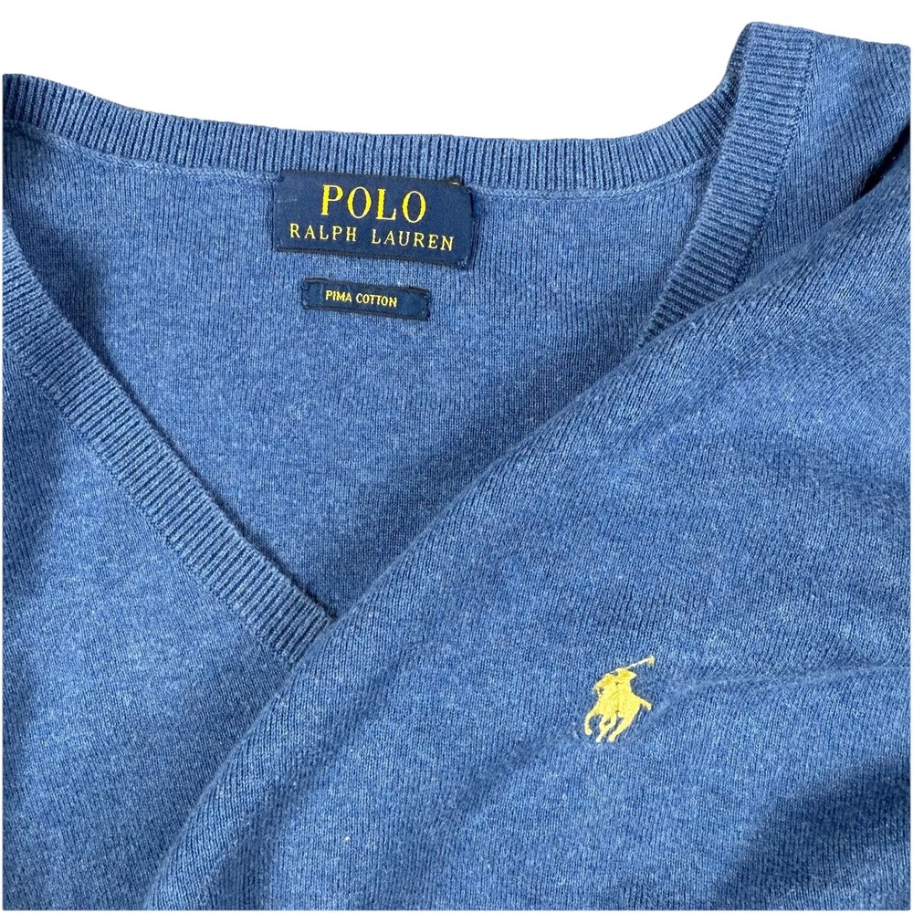 Polo Ralph Lauren Knit Sweater‎ Vest Men Medium  Pima Cotton Blue